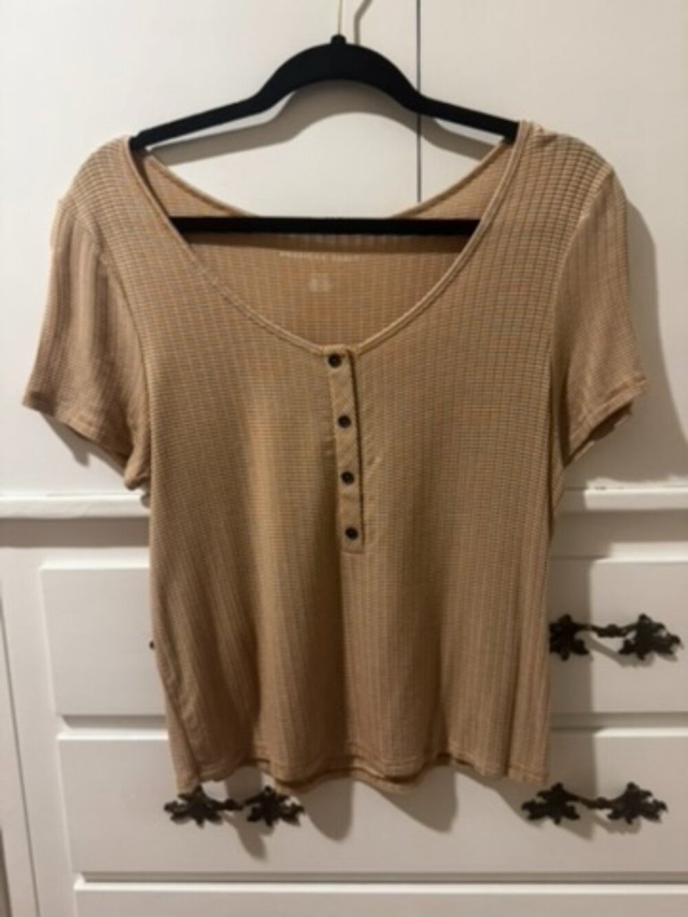 Mustard yellow henley shirt - Medium (fits Small)
